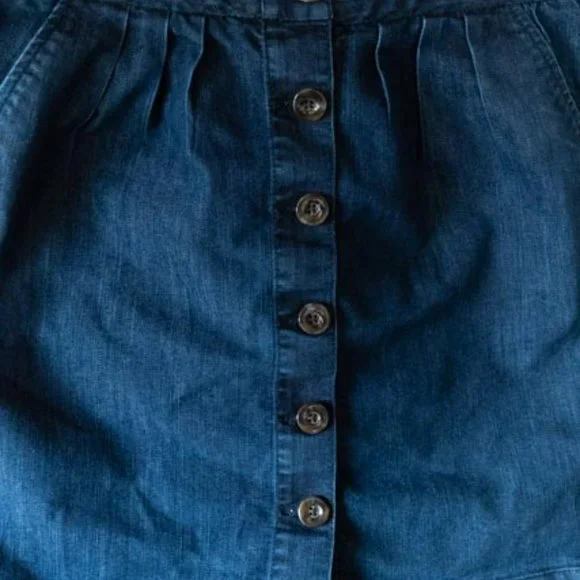 Anthro Pilcro & the Letterpress Mini Denim High Waist w. Pockets Skirt womens 6 - Picture 3 of 15